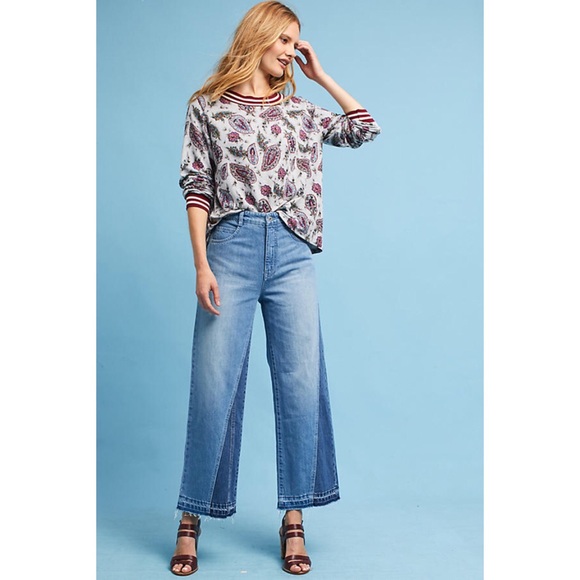 high rise cropped wide leg jeans